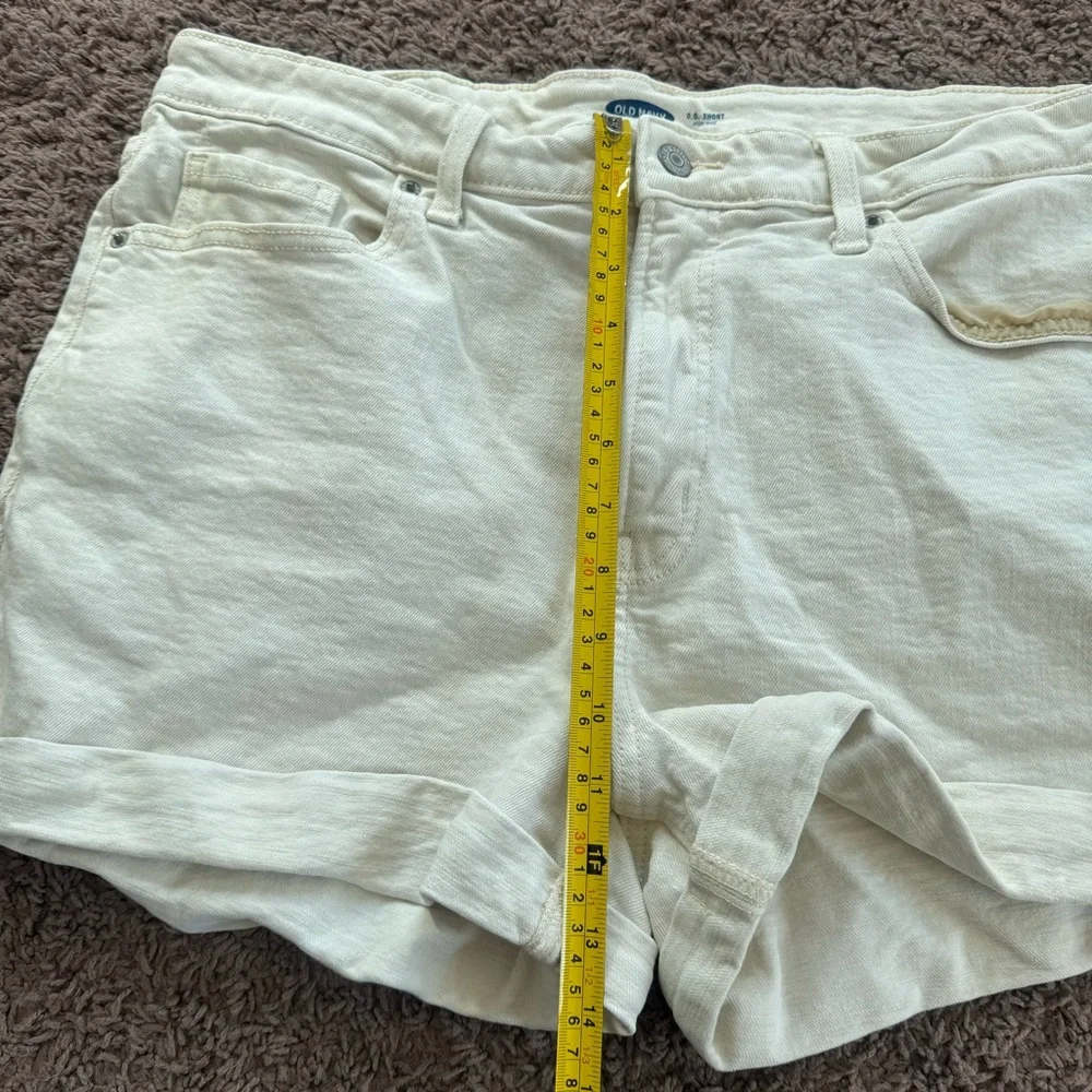 Old Navy O.G. Denim Shorts Beige Cream High Rise Size 16 - Picture 7 of 9